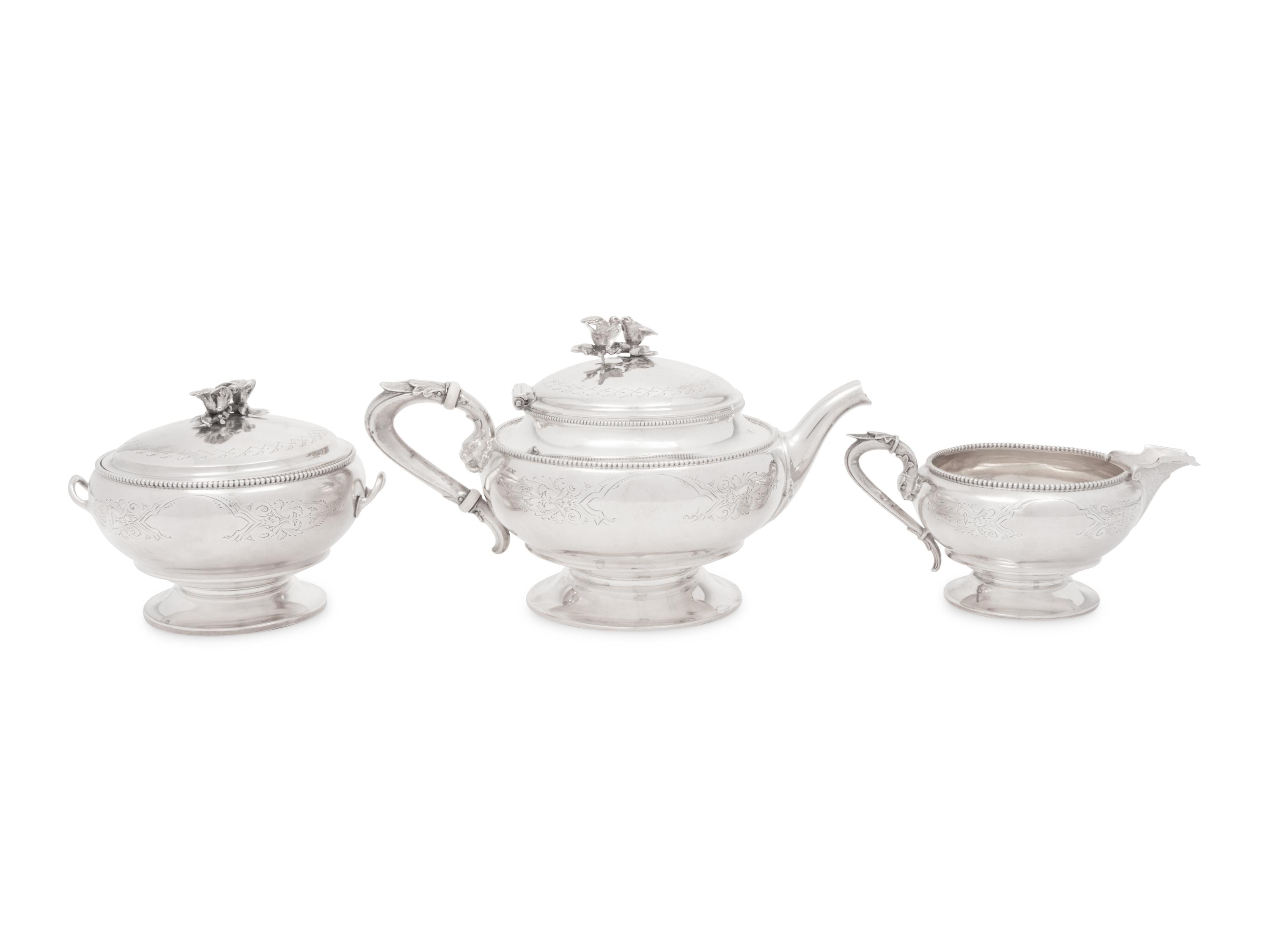An American Silver Three-Piece Tea Service