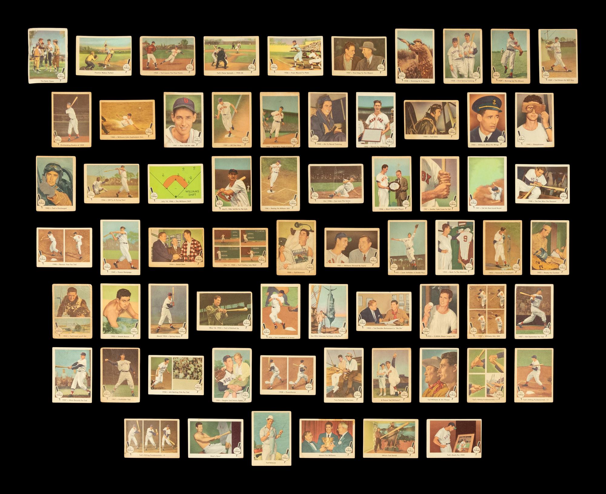 A Near Set of 1959 Fleer Ted Williams Baseball Cards (66/80)