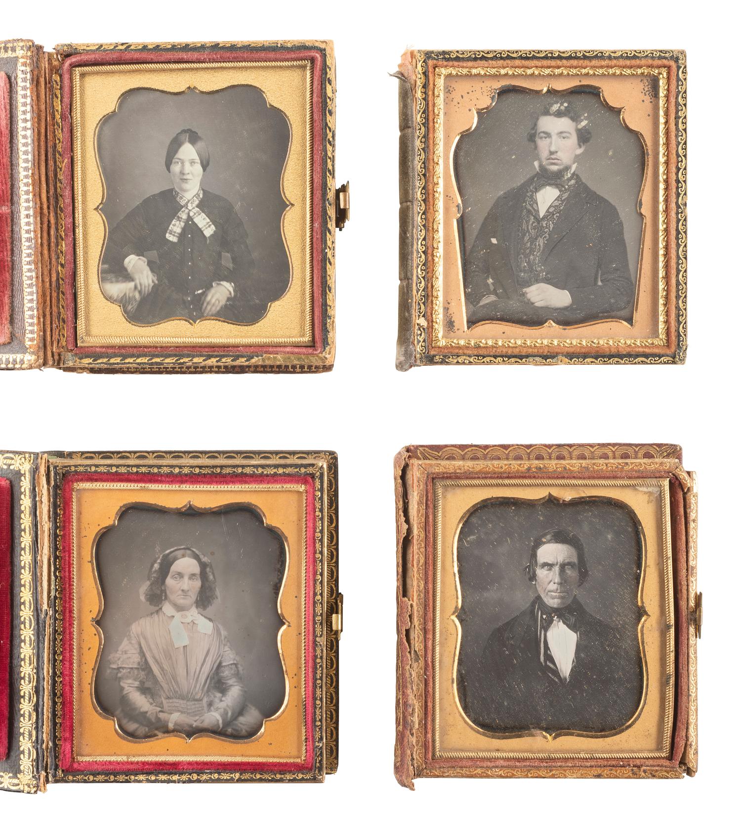 [EARLY PHOTOGRAPHY]. 16 sixth plate daguerreotypes housed in pairs within double-sided flip cases.