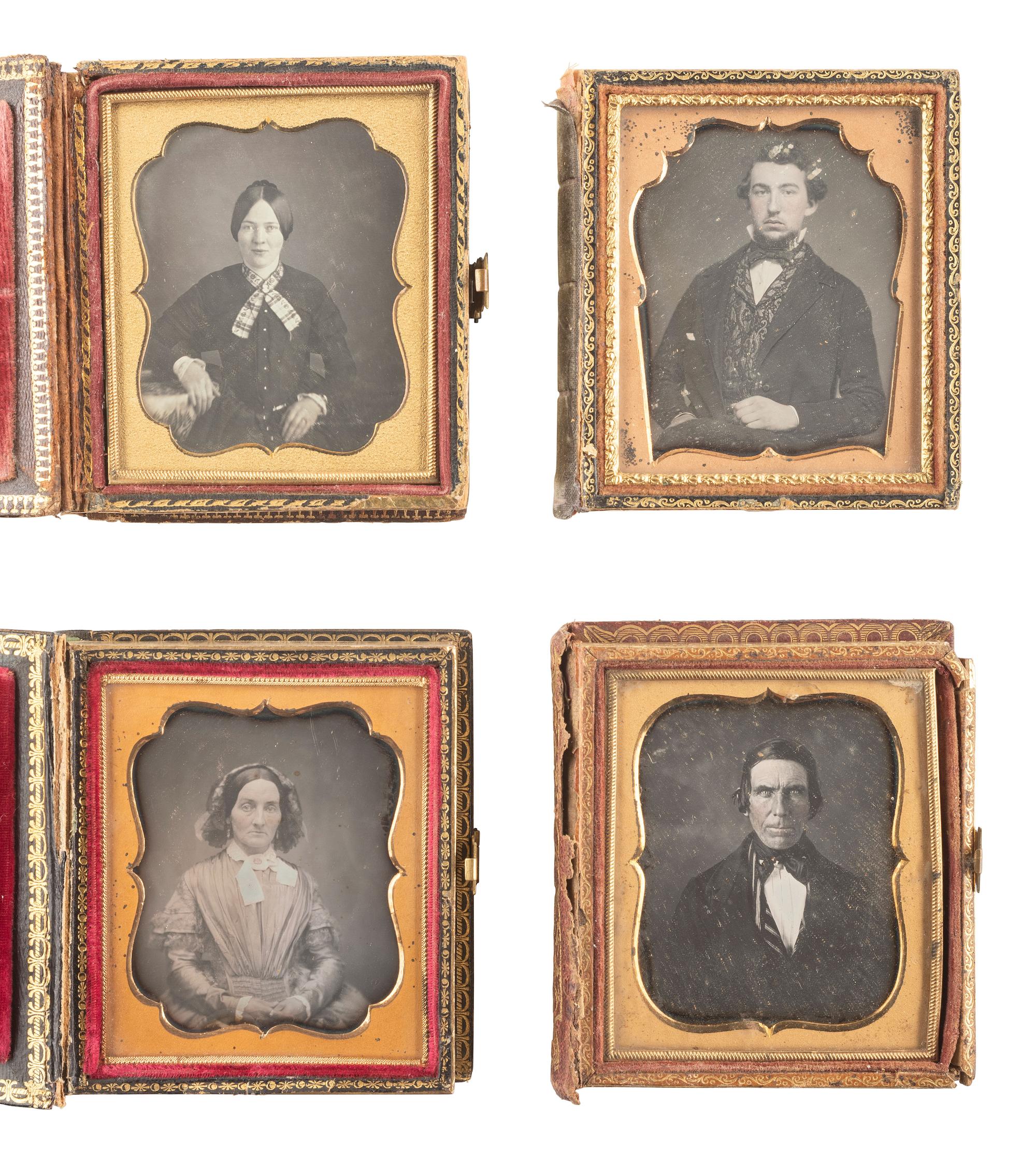 [EARLY PHOTOGRAPHY]. 16 sixth plate daguerreotypes housed in pairs within double-sided flip cases.