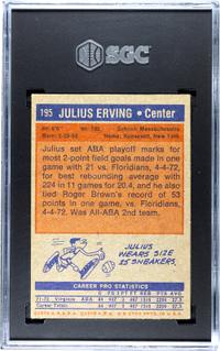 A 1972 Topps Julius Erving Rookie Basketball Card No. 195 (SGC 4.5 VG-EX+)