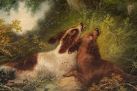 Two Hounds Chasing a Pheasant