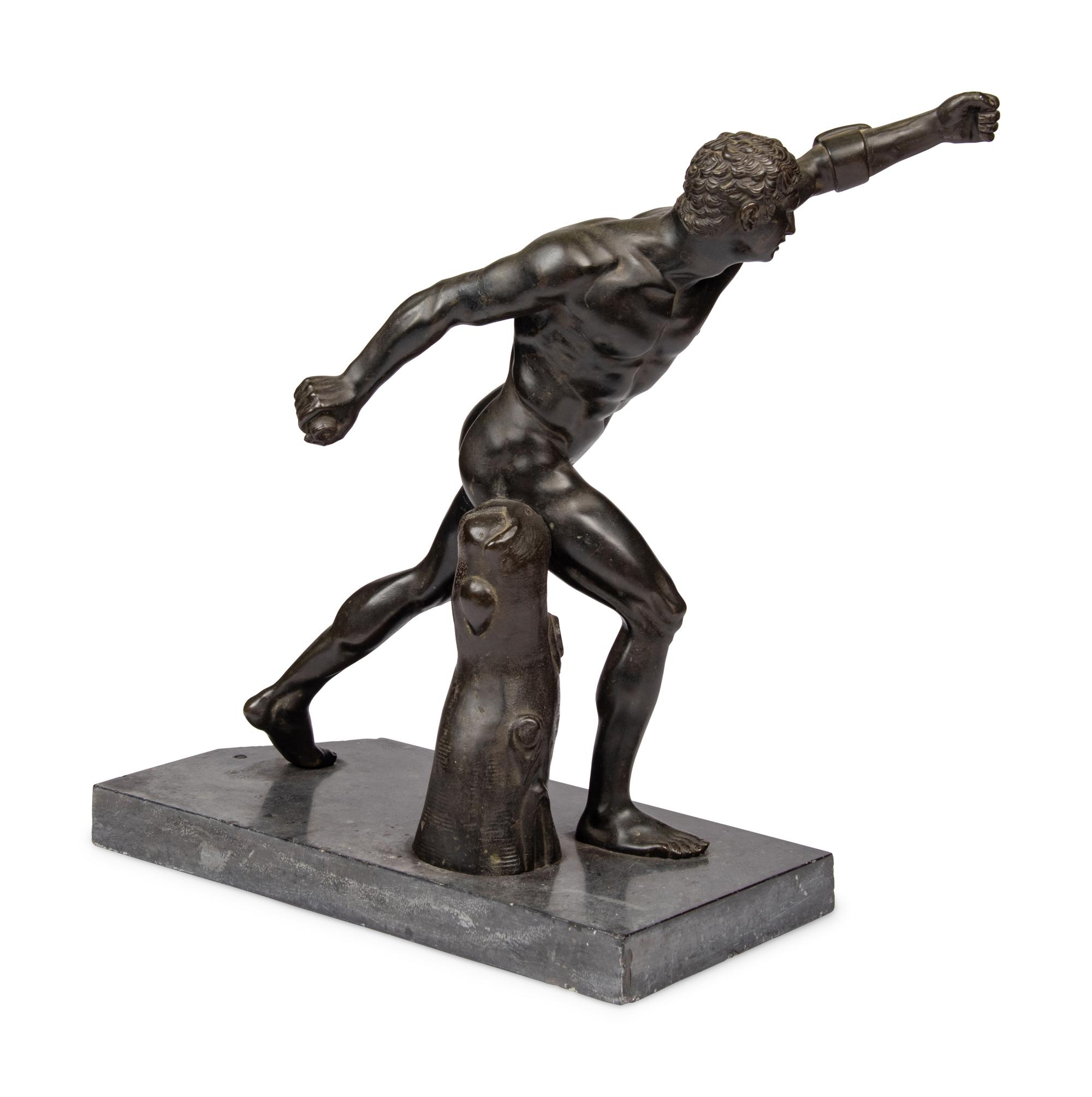 A Patinated Bronze Model of The Borghese Gladiator