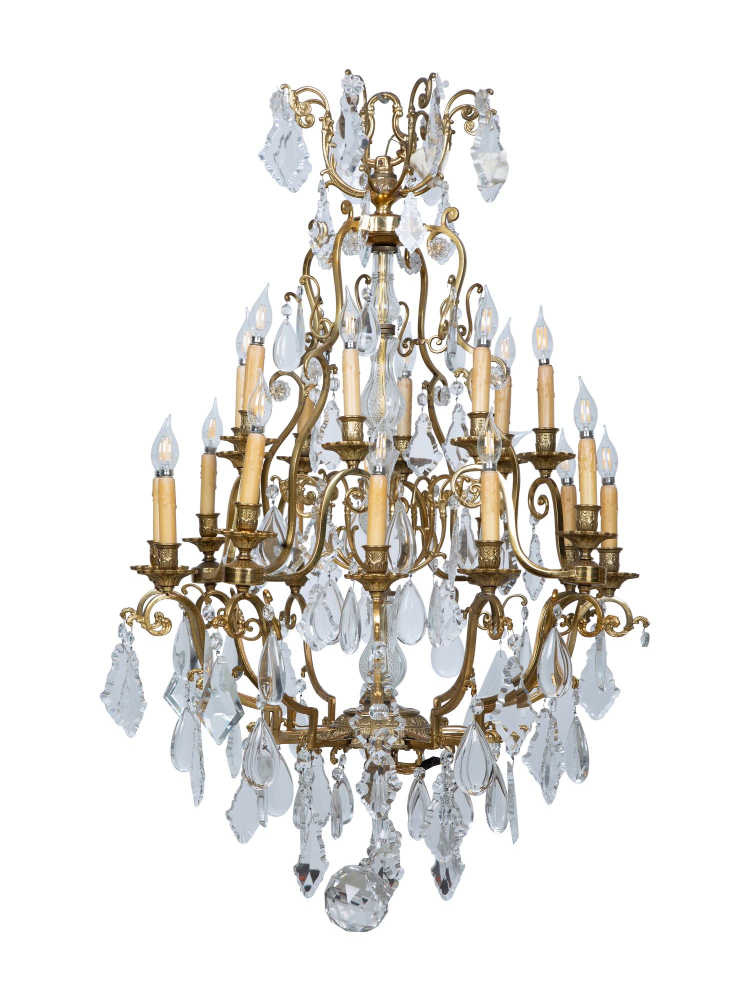 A French Gilt Bronze and Cut Glass Twenty-Light Chandelier