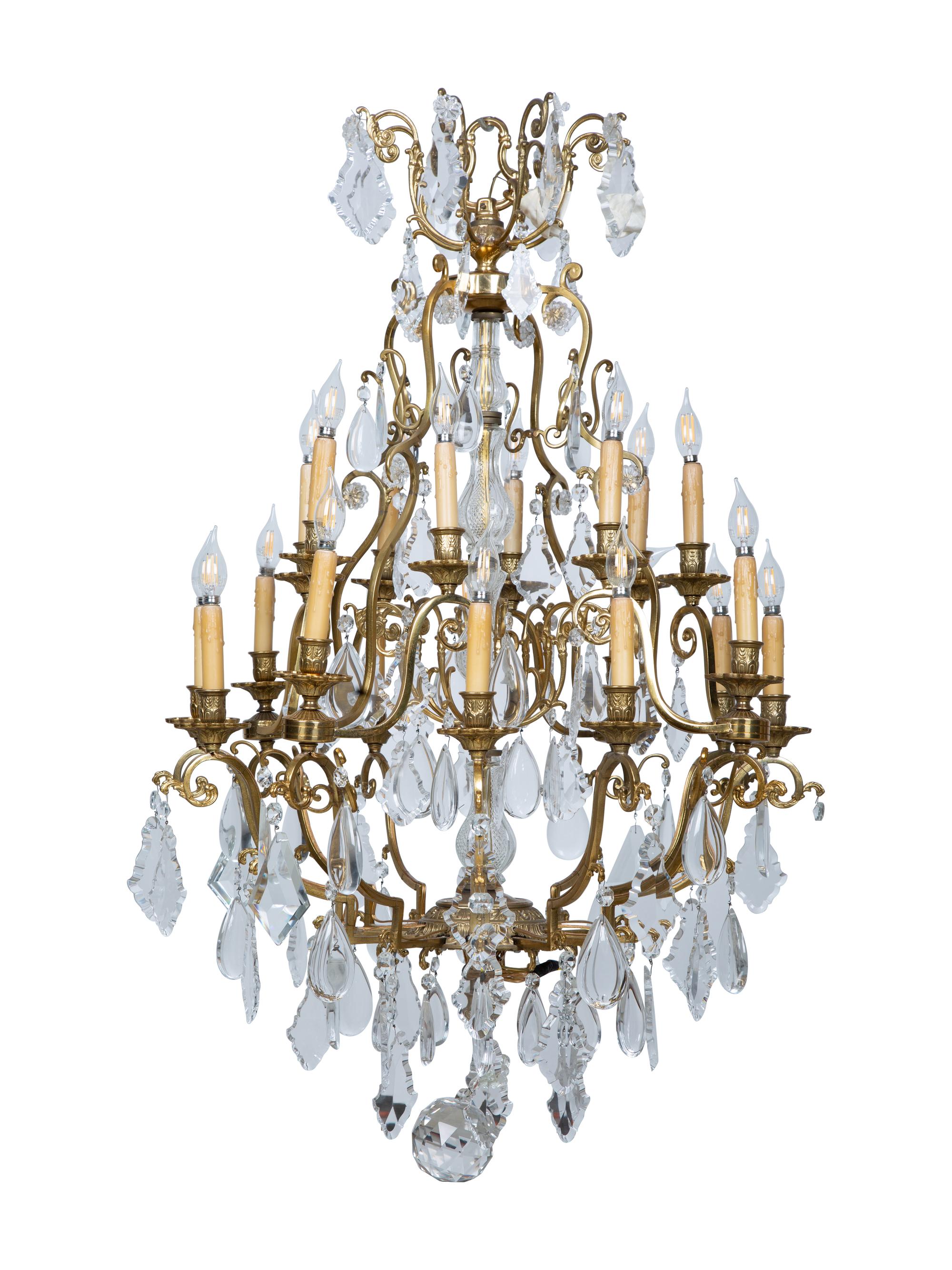 A French Gilt Bronze and Cut Glass Twenty-Light Chandelier
