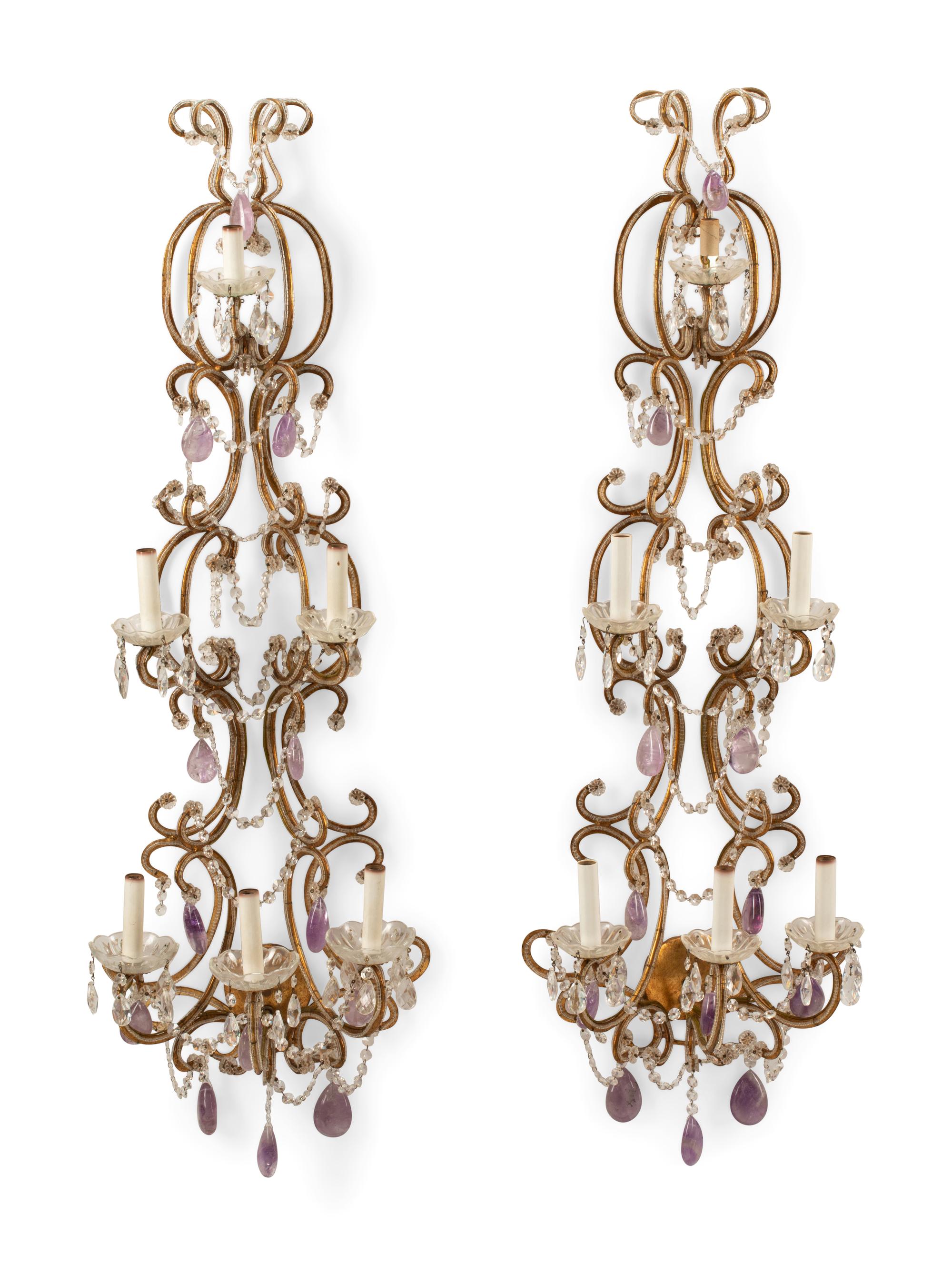 A Pair of Italian Eight-light Beaded Wall Sconces — 19TH/20TH CENTURY