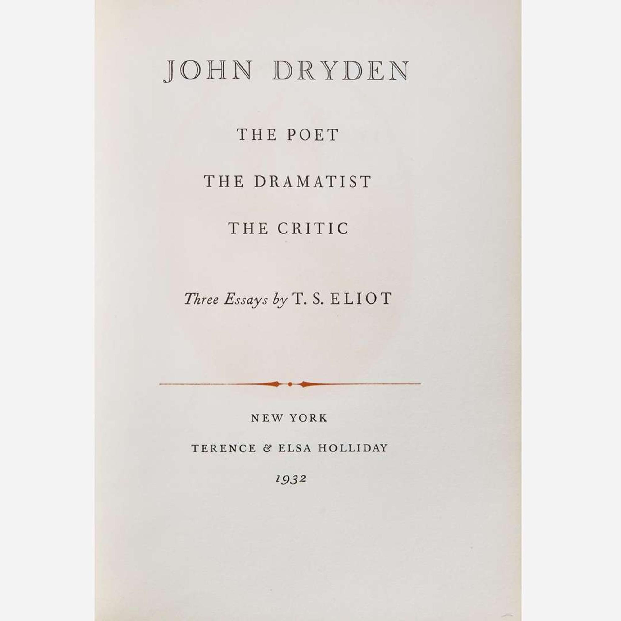 [Literature] Eliot, T.S. Group of 2 Titles: One Inscribed and One Signed
