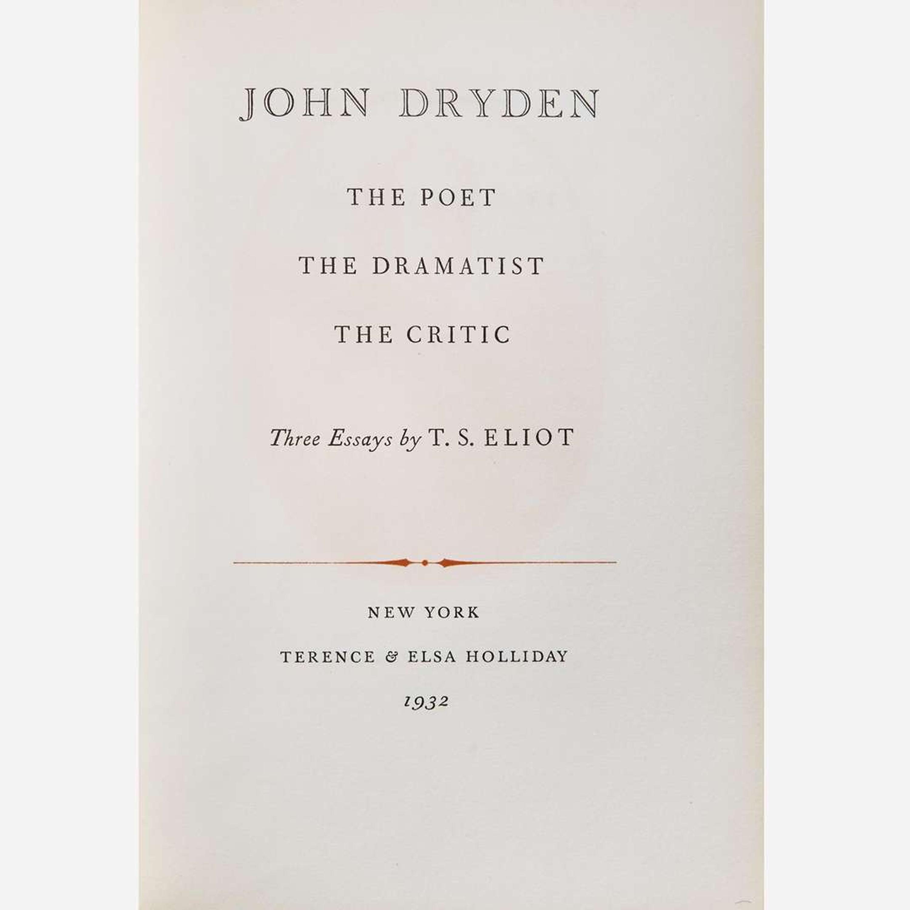 [Literature] Eliot, T.S. Group of 2 Titles: One Inscribed and One Signed