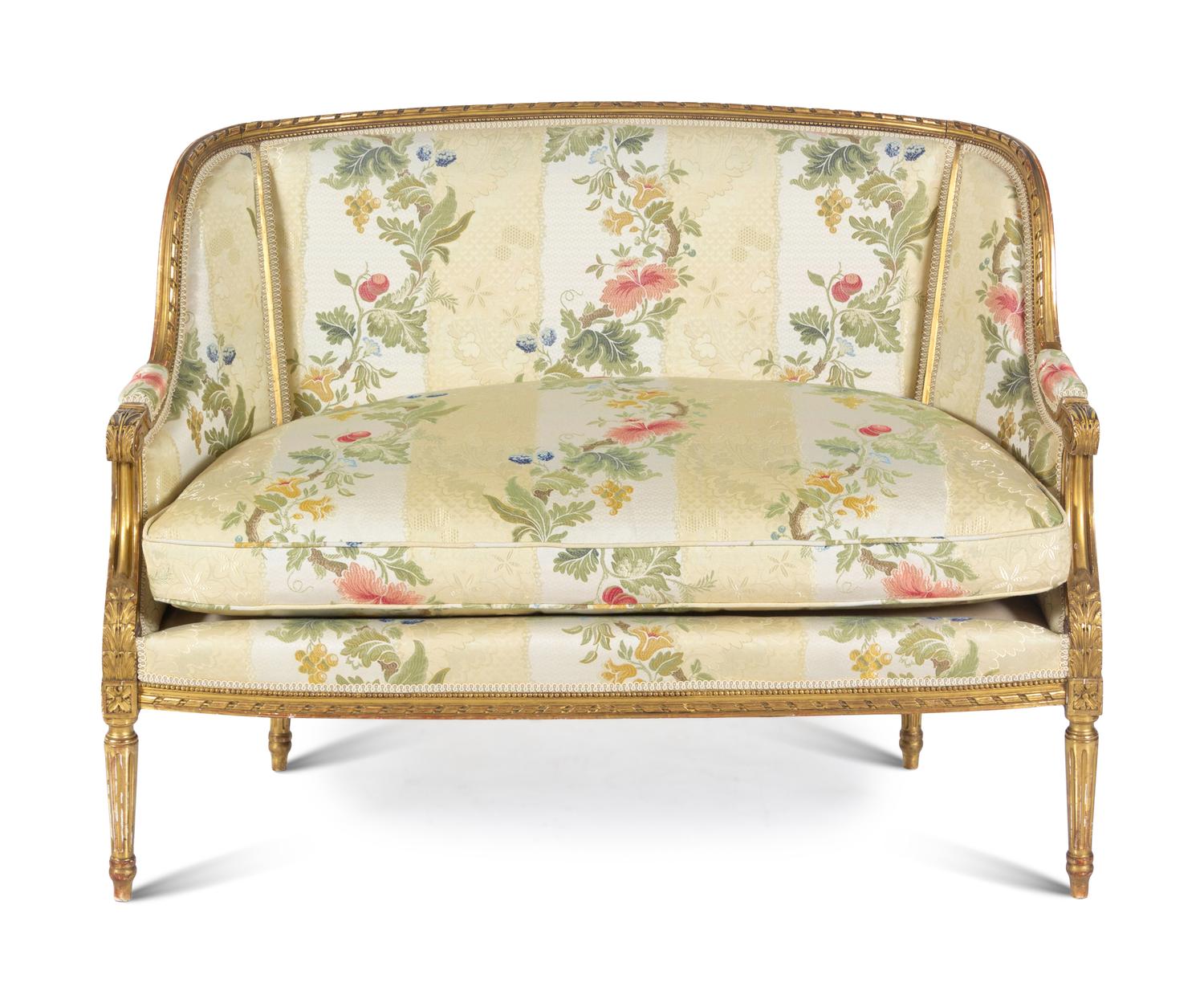 A Louis XVI Style Giltwood Settee