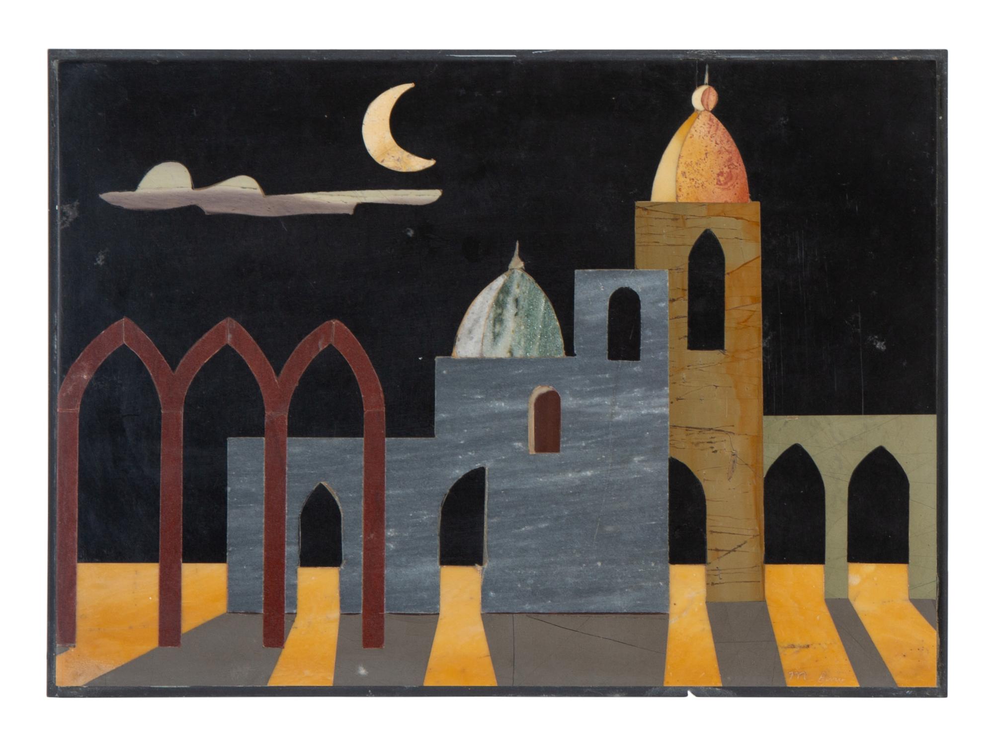 Four Italian Modernist Pietra Dura Pictorial Plaques — 20TH CENTURY