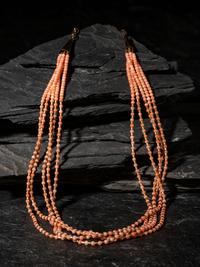Pink Coral and 14K Gold Multi-strand Necklace