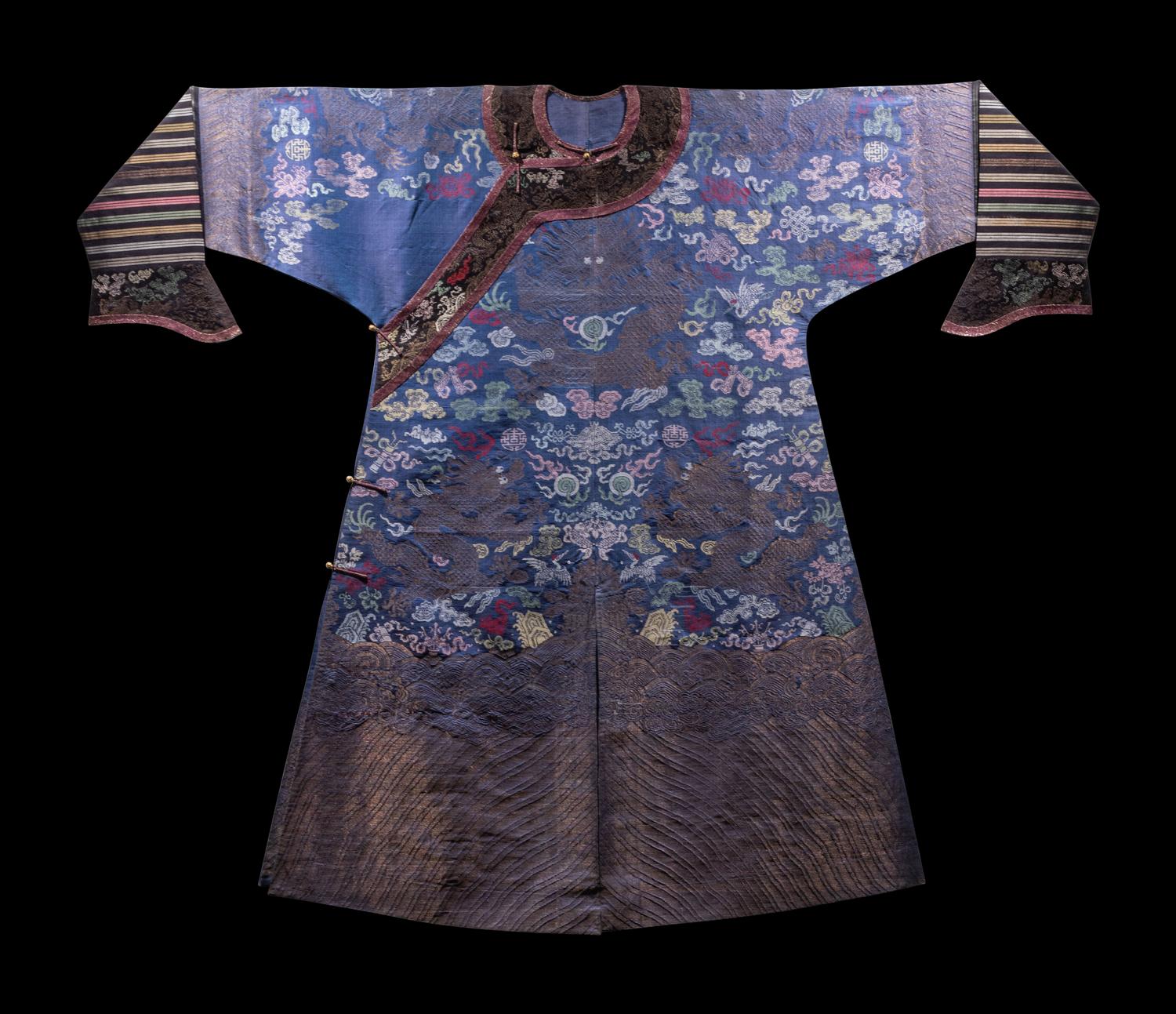 A Blue Ground Silk Gauze Summer 'Dragon' Robe, Jifu