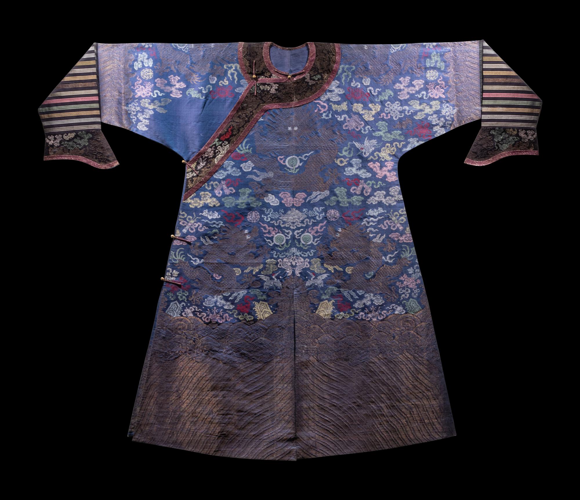 A Blue Ground Silk Gauze Summer 'Dragon' Robe, Jifu