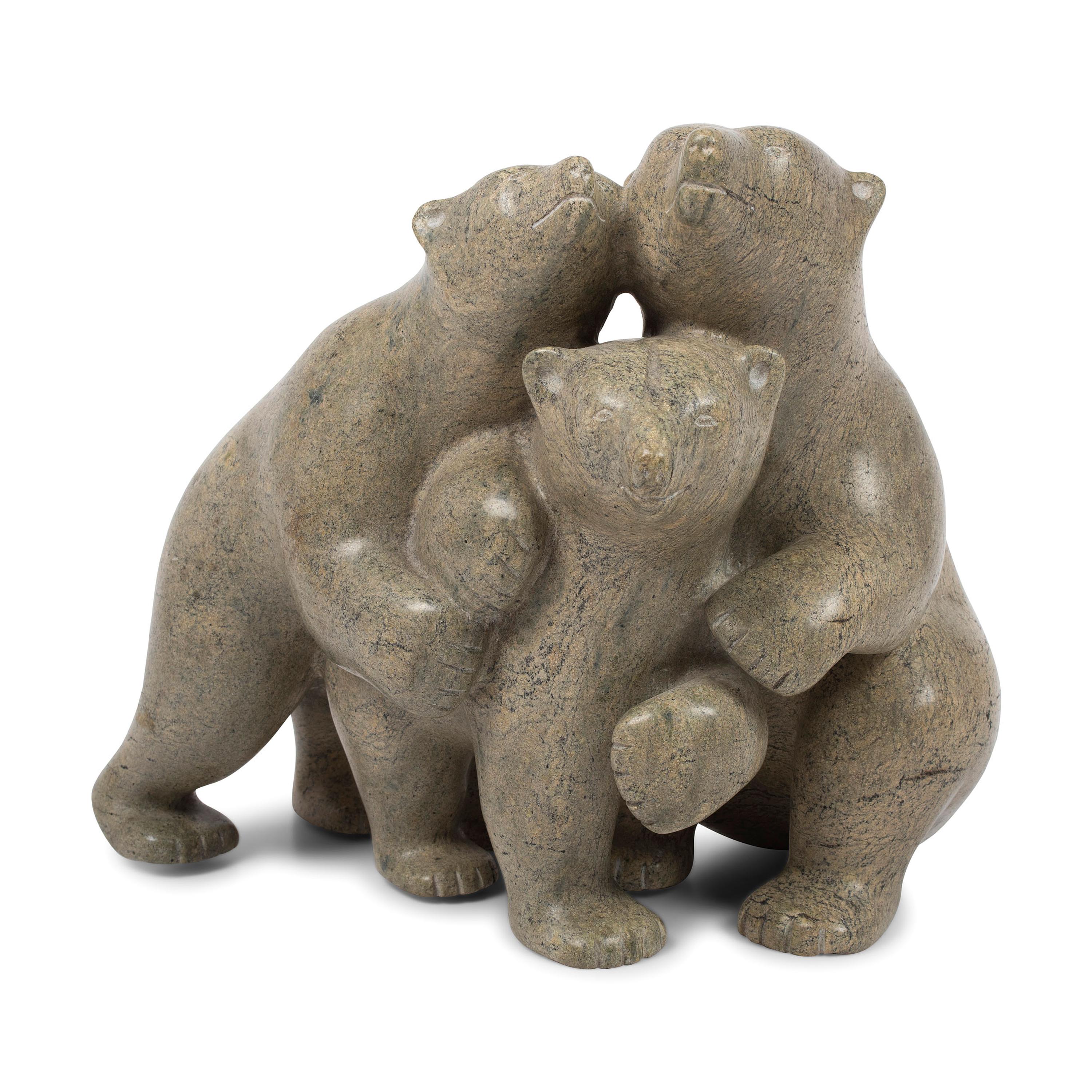 Soapstone Sculpture, Polar Bear Family