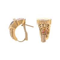 SAPPHIRE, RUBY AND DIAMOND EARCLIPS