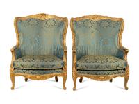 A Pair of Large E.J. Victor Régence Style Giltwood Bergères