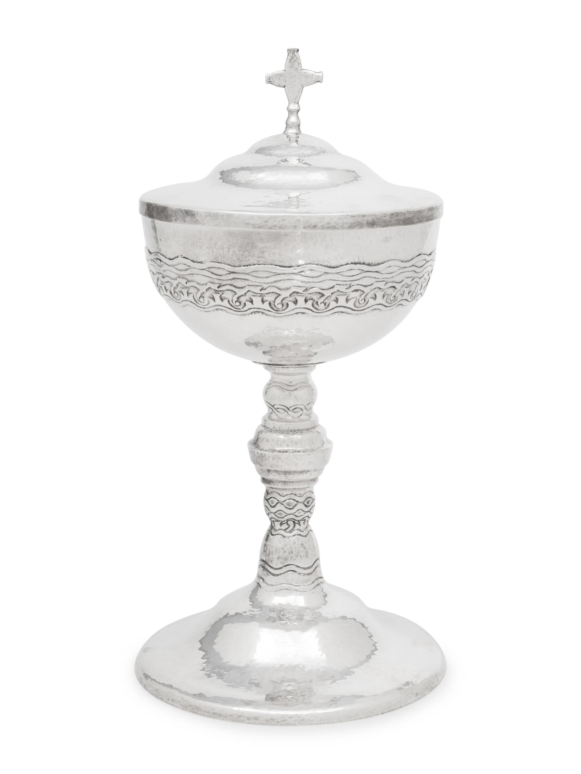 An American Silver, Parcel-Gilt and Diamond-Inset Covered Chalice