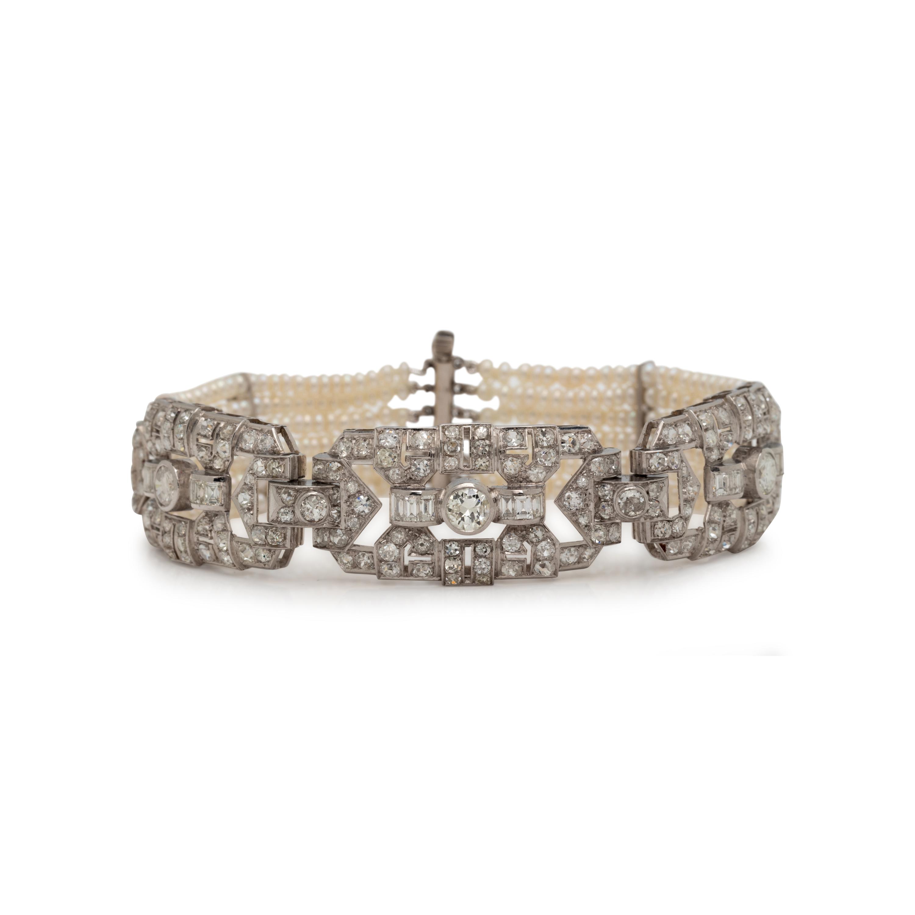 DIAMOND AND SEED PEARL BRACELET