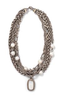 DAVID YURMAN, MOTHER-OF-PEARL, DIAMOND AND CULTURED PEARL PENDANT/NECKLACE
