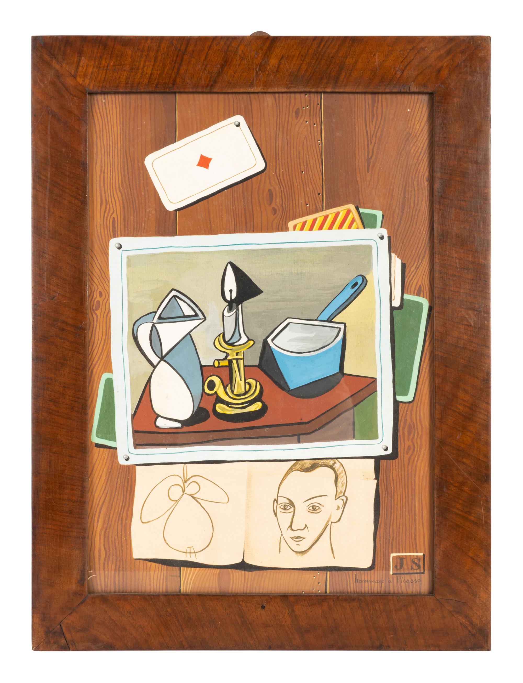 Two Italian Trompe-L'Oeil Collage Paintings — 20TH CENTURY