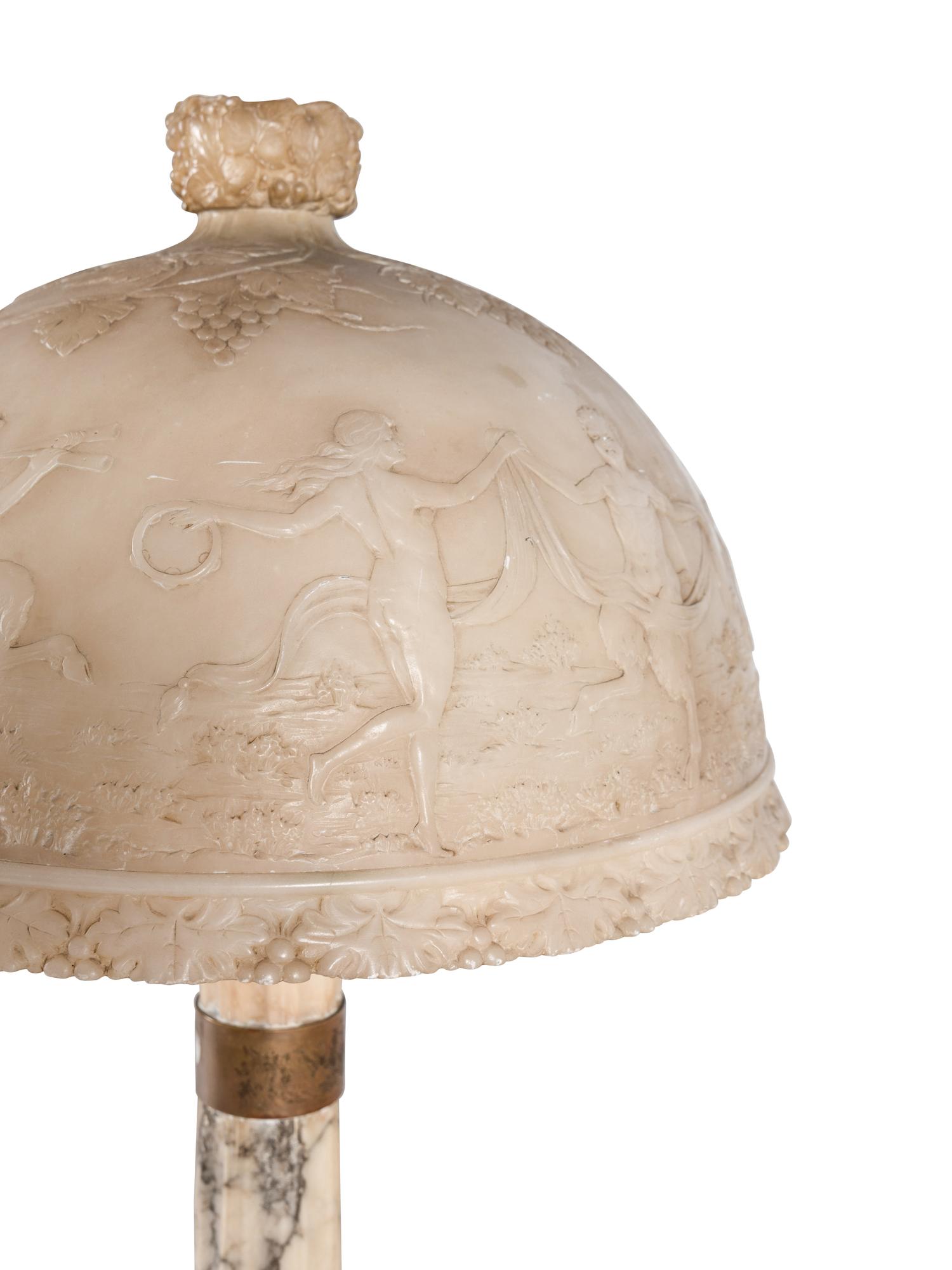 An Italian Alabaster Floor Lamp with Shade