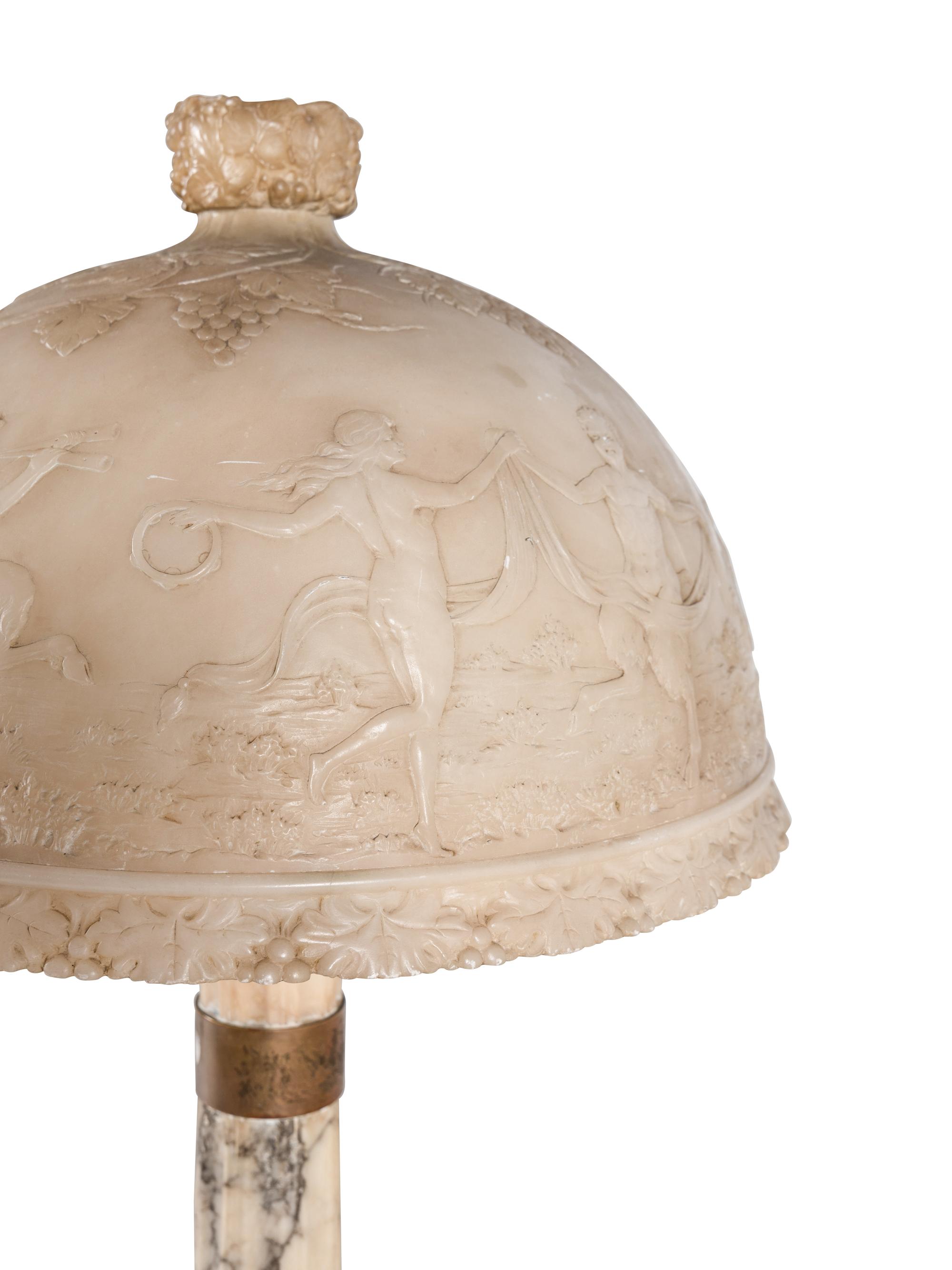 An Italian Alabaster Floor Lamp with Shade
