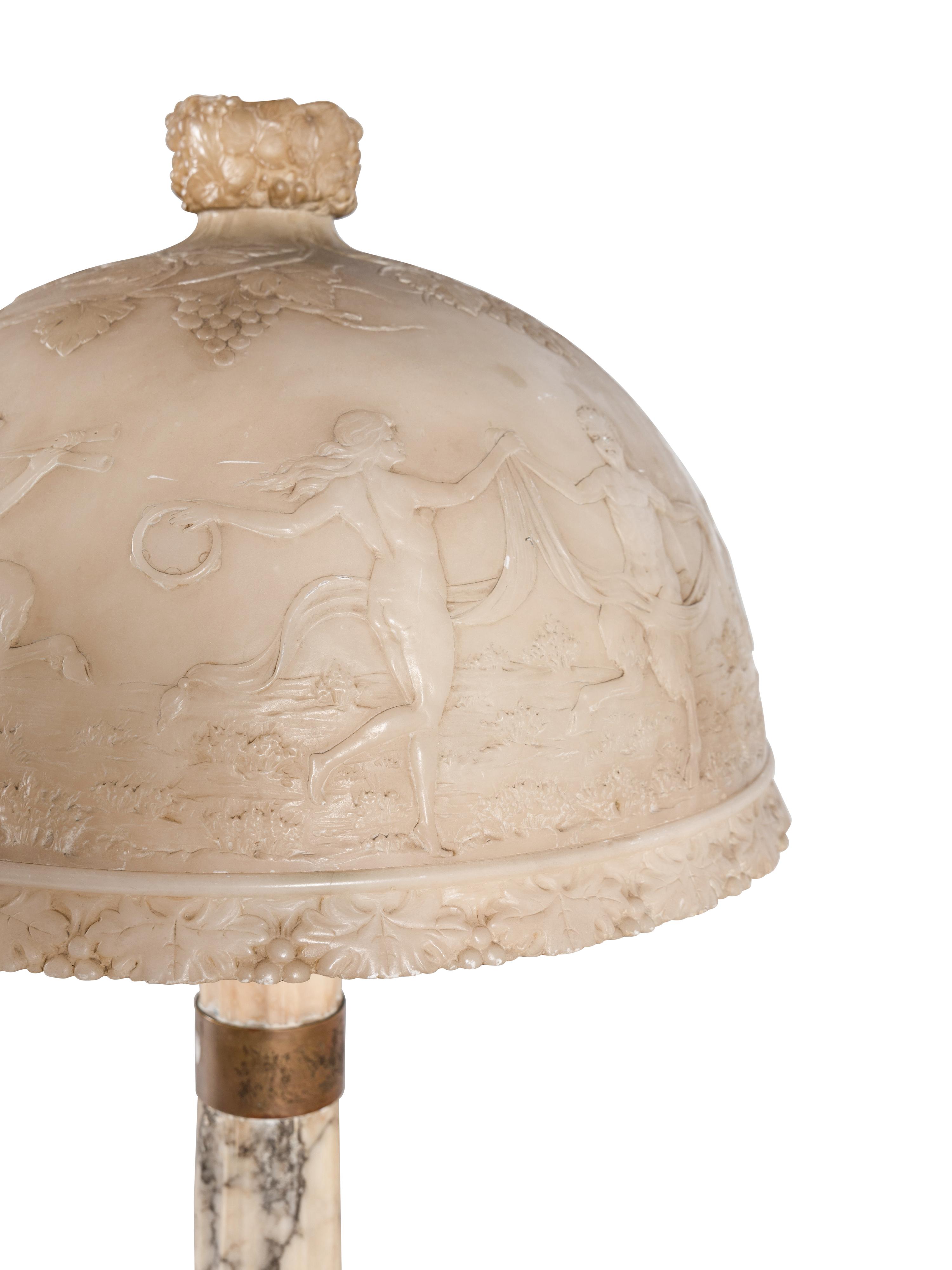 An Italian Alabaster Floor Lamp with Shade