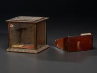 A National Cash Register Embossed Brass and Glass Ticket Receipt Box
