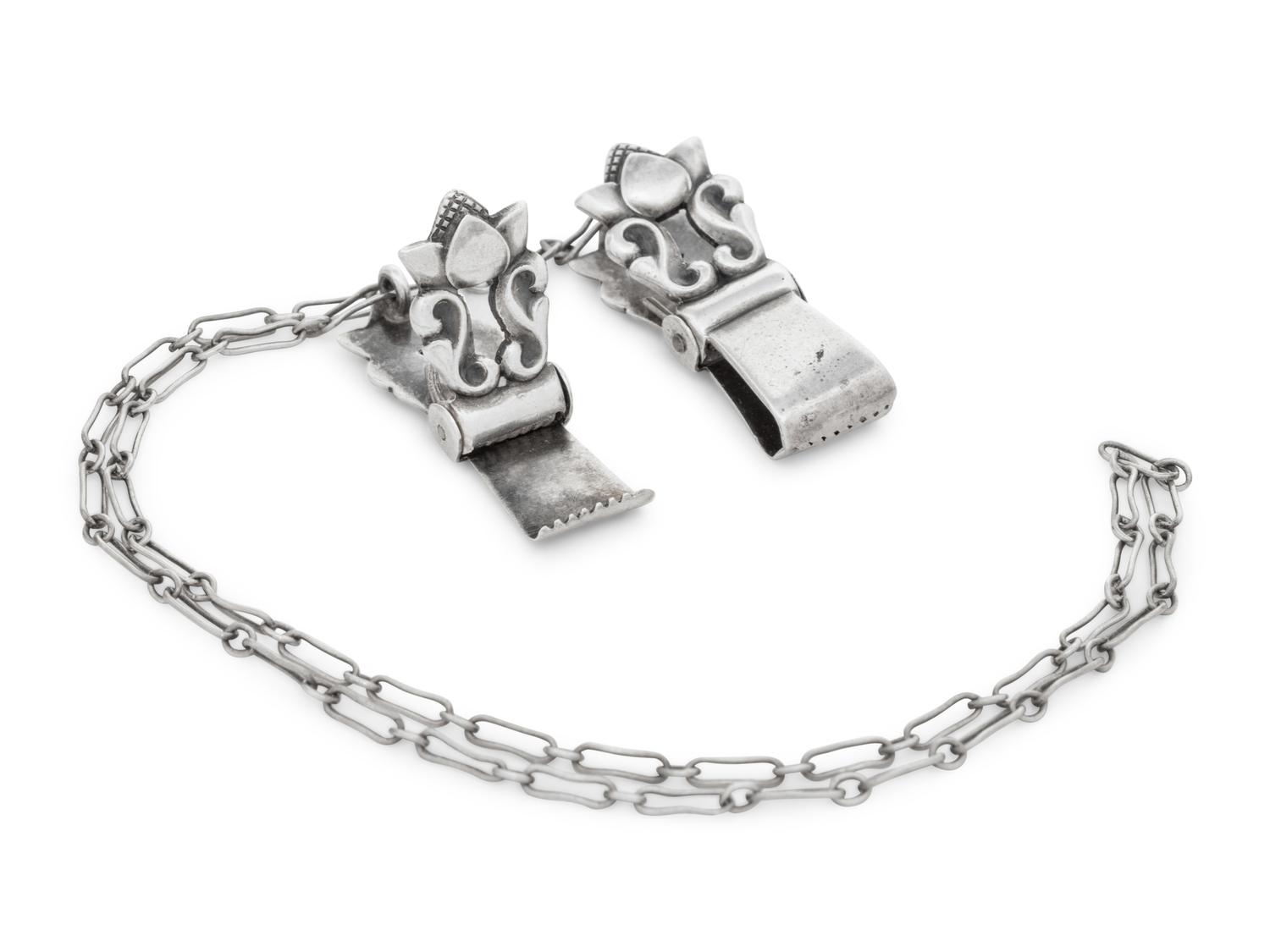 A Georg Jensen Silver Baby Bib Clip