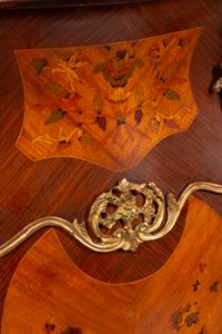 A Pair of Louis XV Style Gilt Metal Mounted Marquetry Pedestals