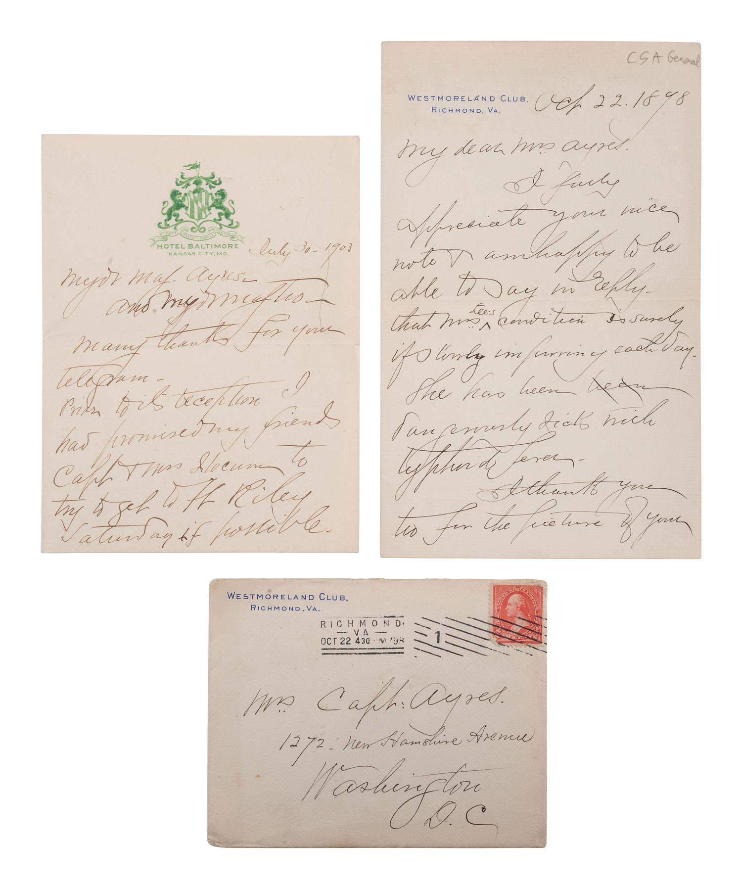 LEE, Fitzhugh (1835-1905). A group of 2 ALsS, comprising: