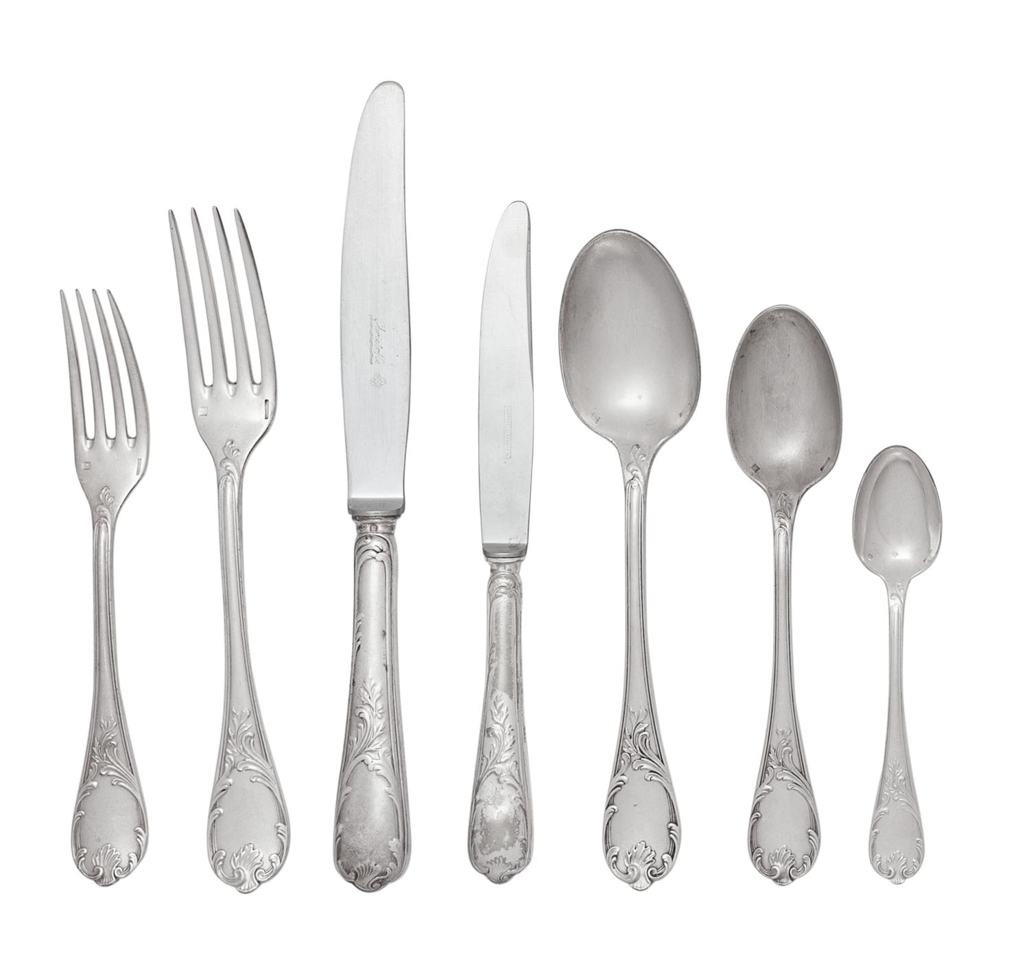 A Christofle Marly Silver-Plate Flatware Service