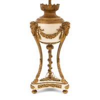 Pair of Louis XVI Style Gilt Bronze and White Marble Table Lamps