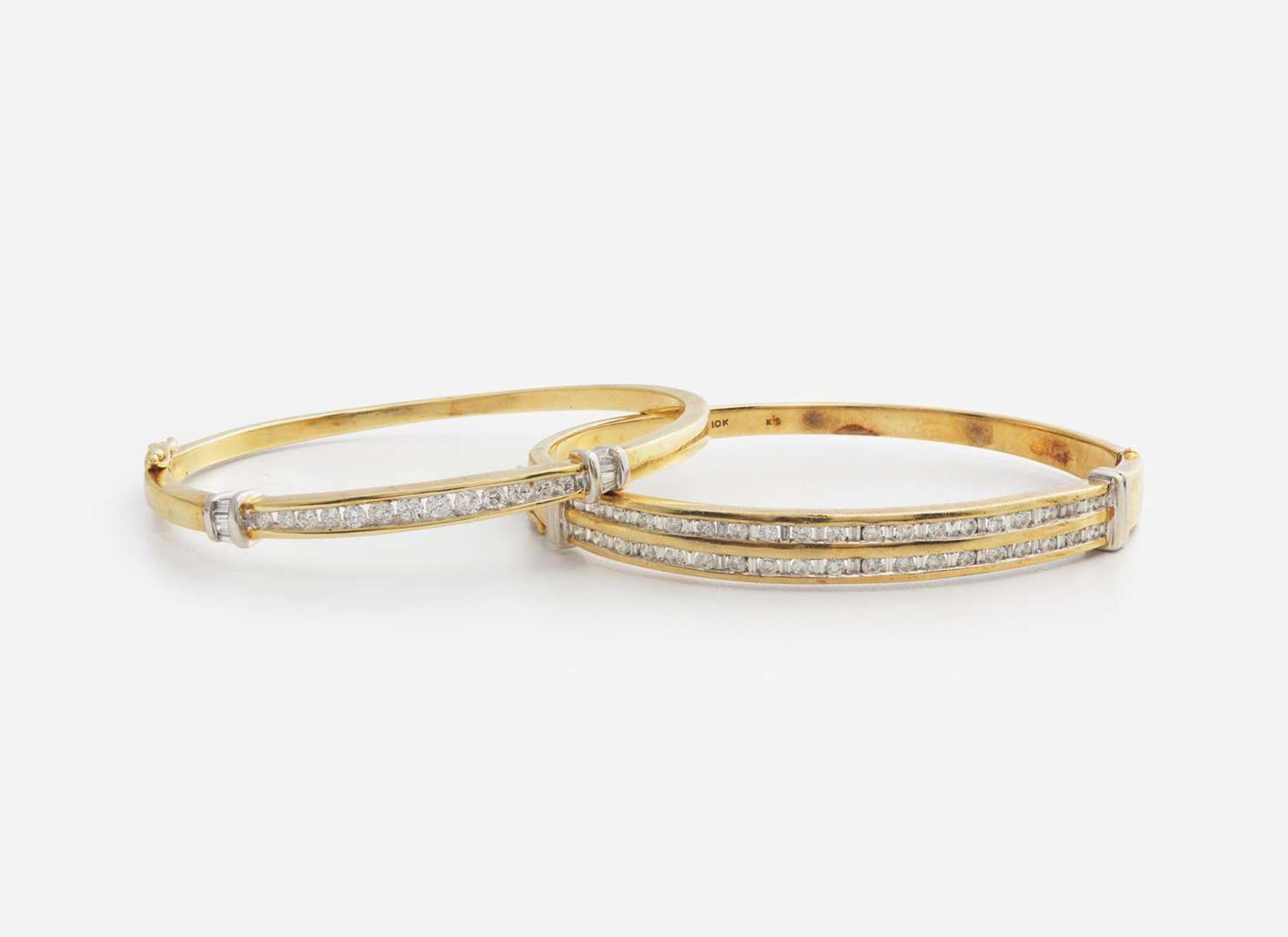 A Set of Gold and Diamond Bangles