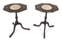 A Pair of Regency Ebonized and Gilt Pole Screens Converted to Tilt-top Tables — 19TH CENTURY