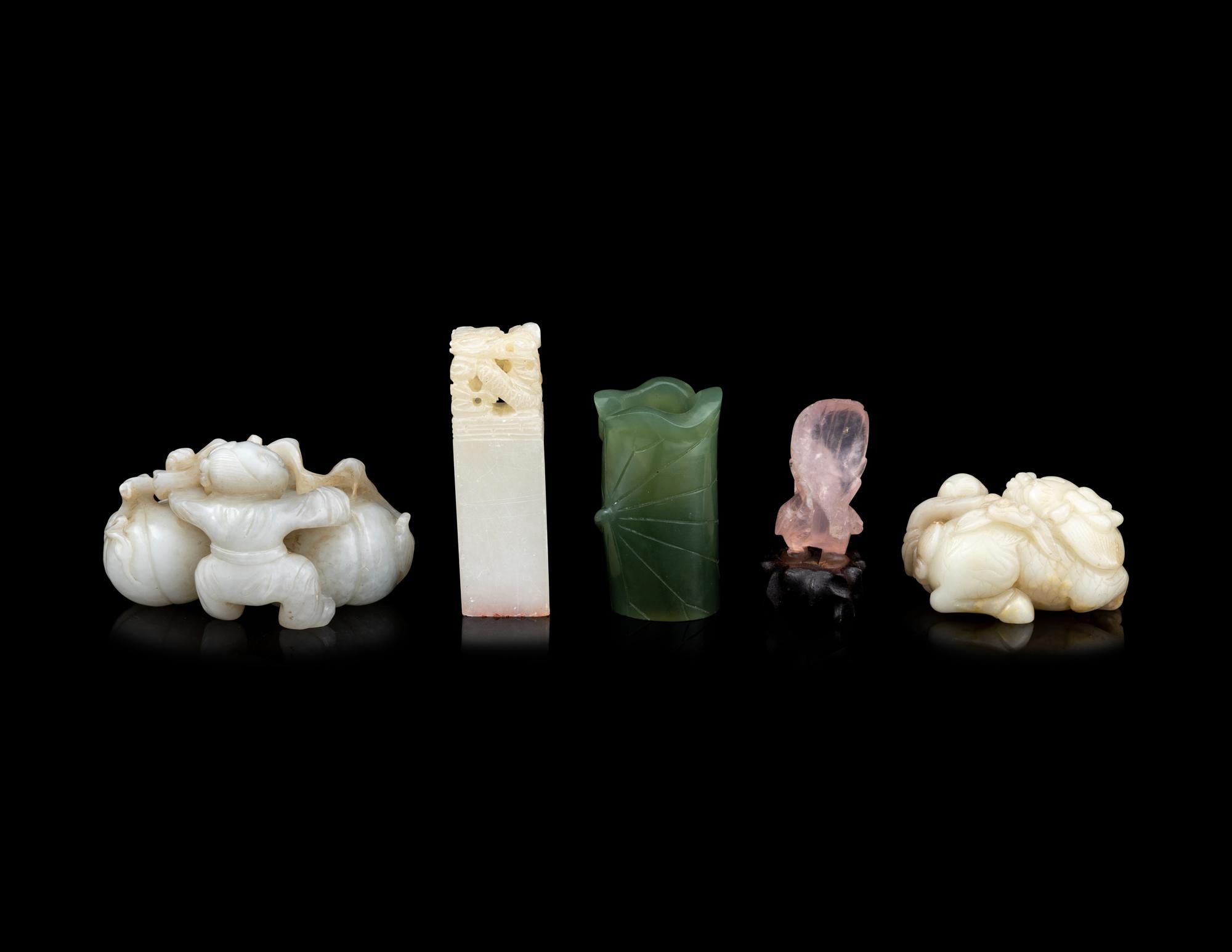 Five Chinese Jade and Hardstone Carvings