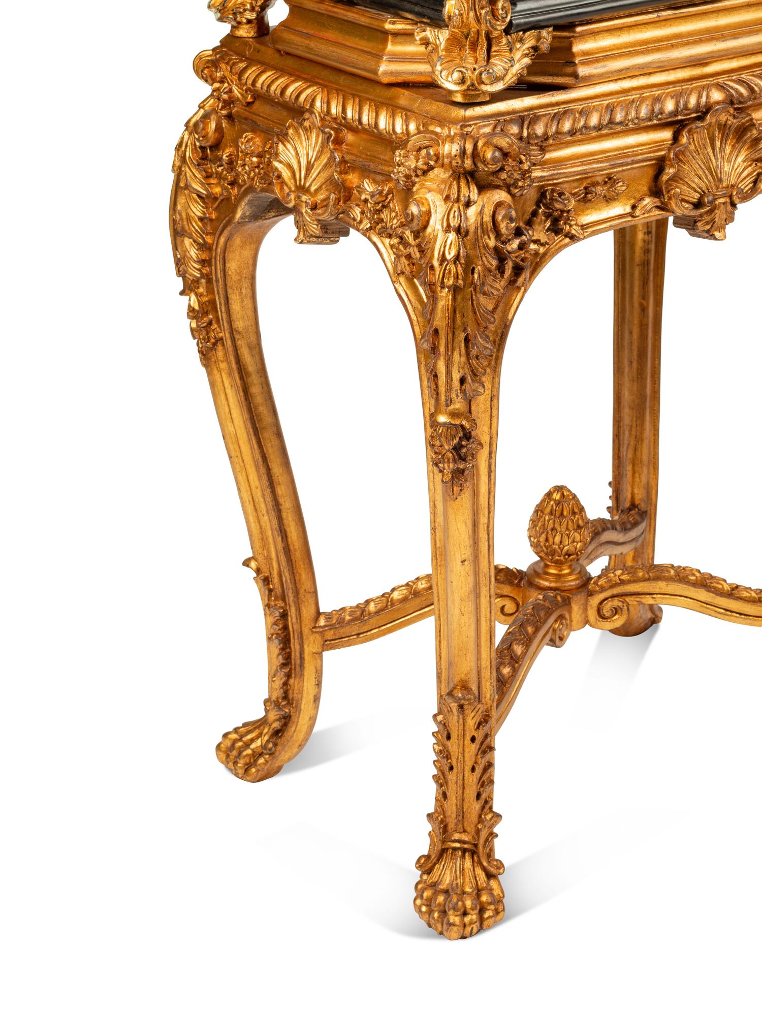 A Pair of Boulle Marquetry and Giltwood Caskets on Giltwood Stands