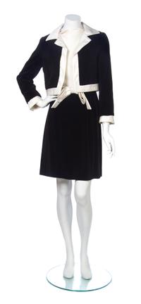 A Maisonette Brown Velvet Dress Ensemble,
