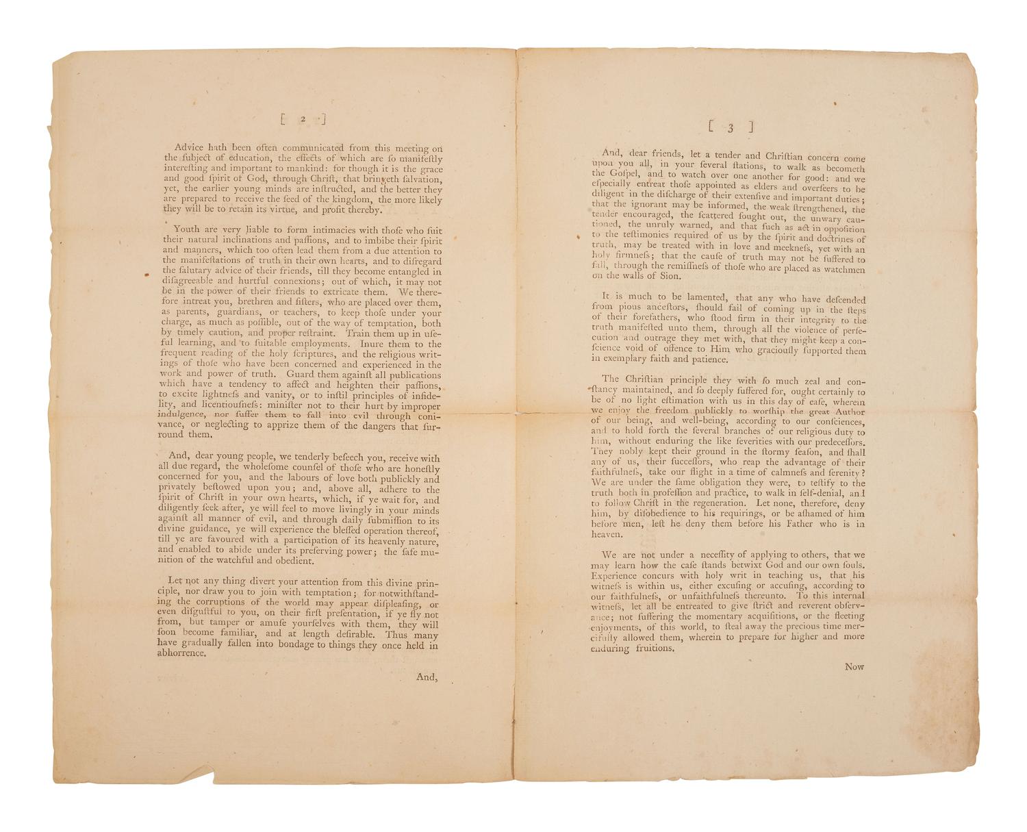 [ENSLAVEMENT & ABOLITION] -- [QUAKERS]. The Epistle from the Yearly-Meeting in London, Held by Adjournments, from the 15th of the Fifth Month 1780, to the 20th of the same, inclusive. [London]:[Society of Friends], [1780].