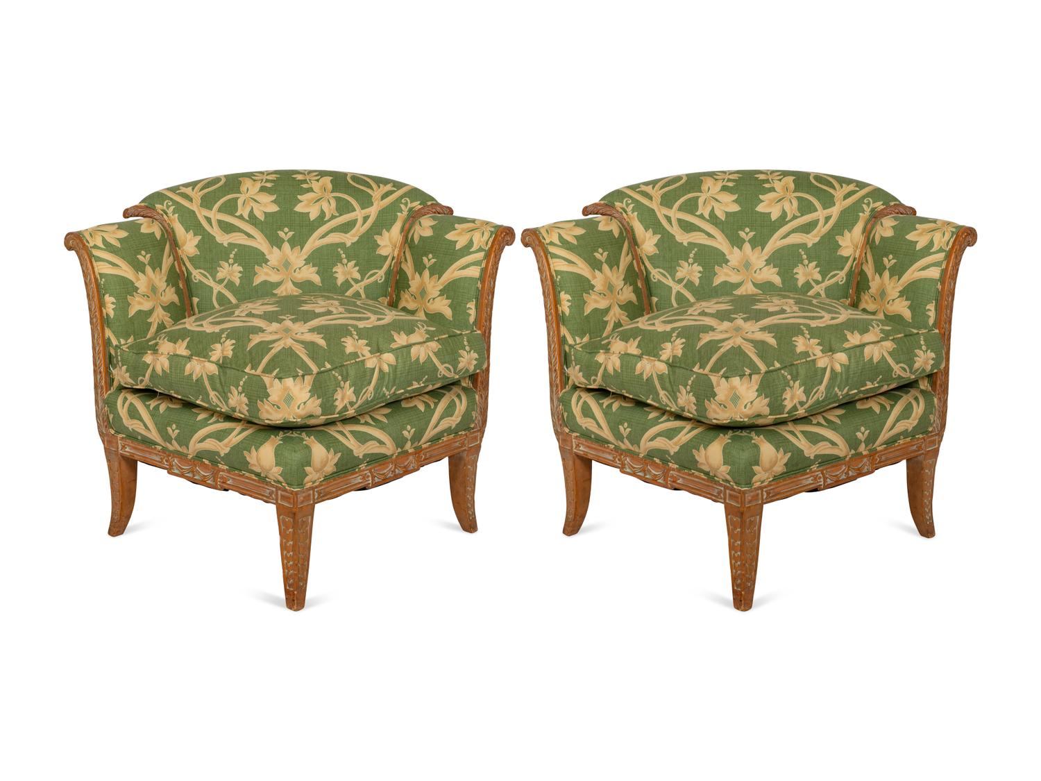 A Pair of Regency Style Cerused Corner Chairs