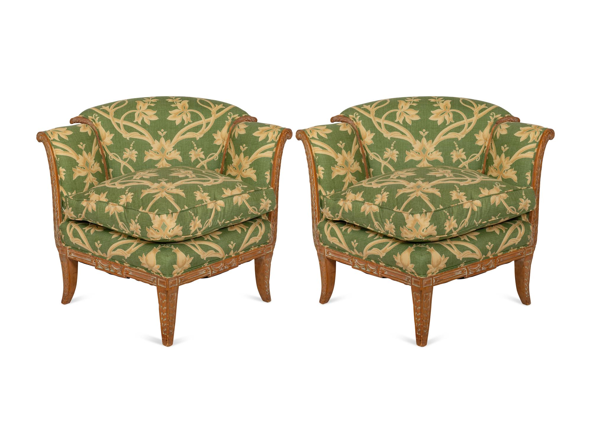A Pair of Regency Style Cerused Corner Chairs