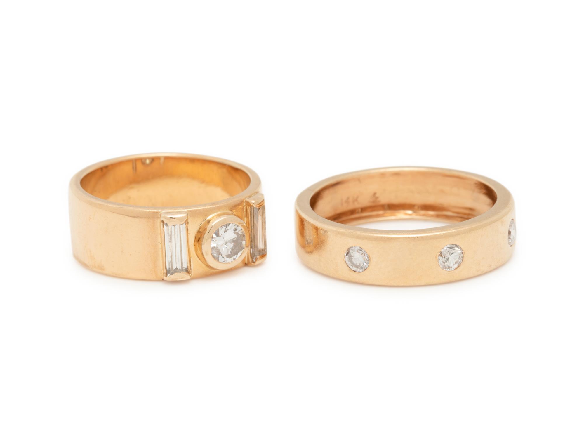 COLLECTION OF YELLOW GOLD AND DIAMOND RINGS