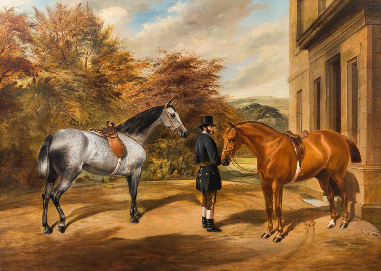 Benjamin Cam Norton, (British, 1835-1900), Gentleman with Horses, 1876