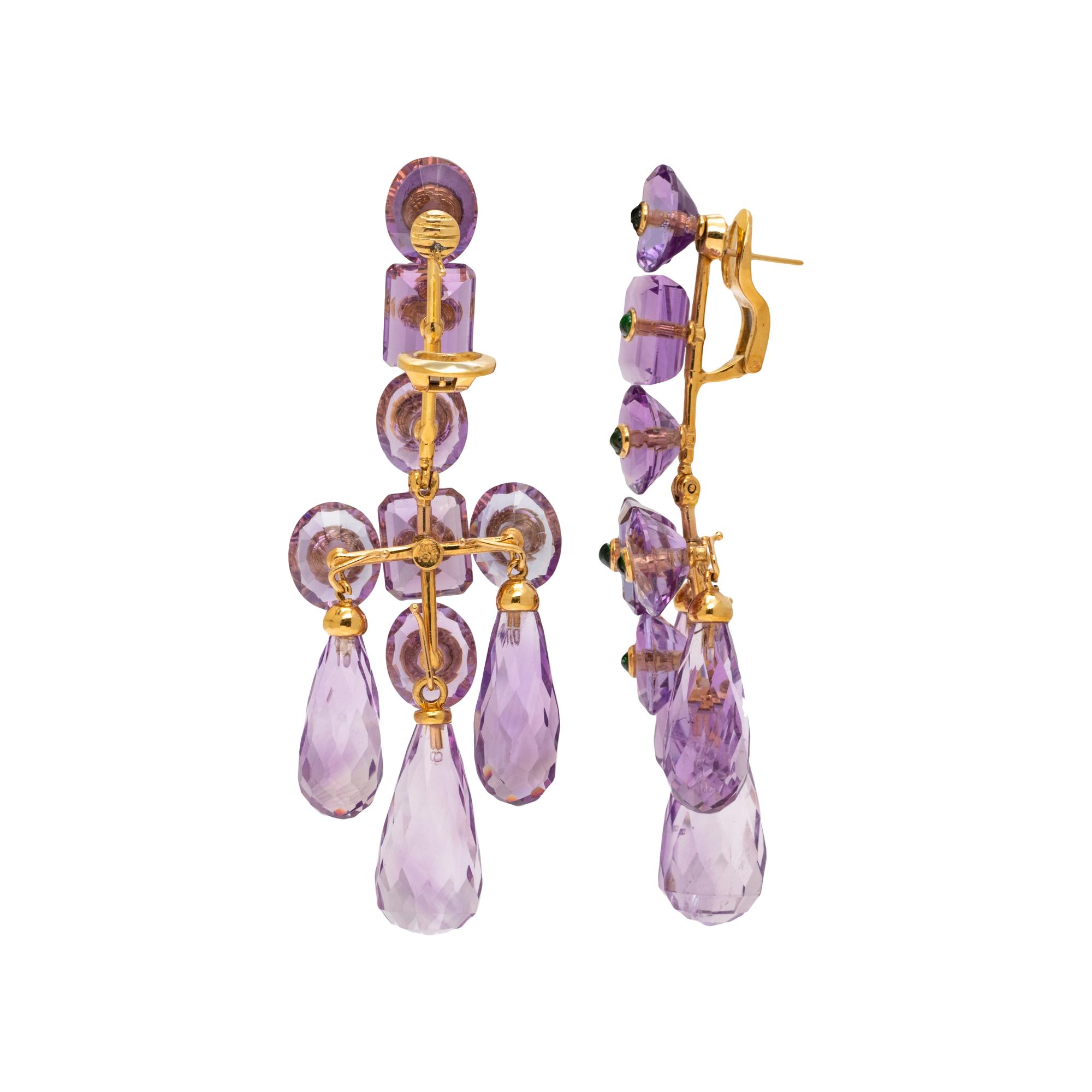 PRINCE DIMITRI, CONVERTIBLE AMETHYST AND PERIDOT EARCLIPS