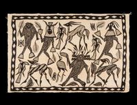A Senufo Painted Mud Cloth Wall Hanging