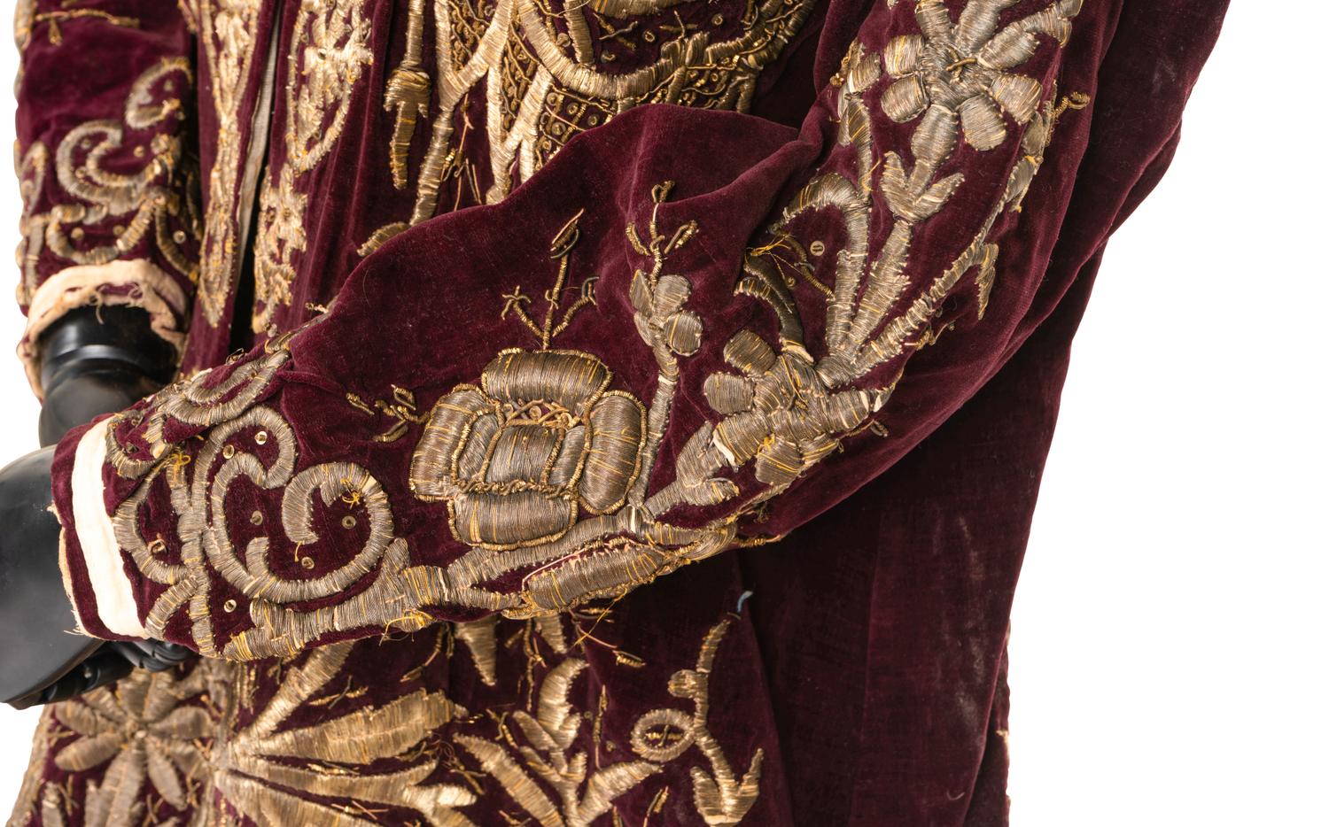 A Metallic Thread Embroidered Gown