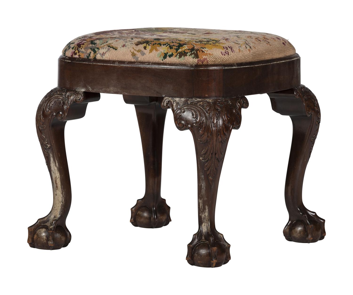 A George II Style Carved Mahogany Stool
