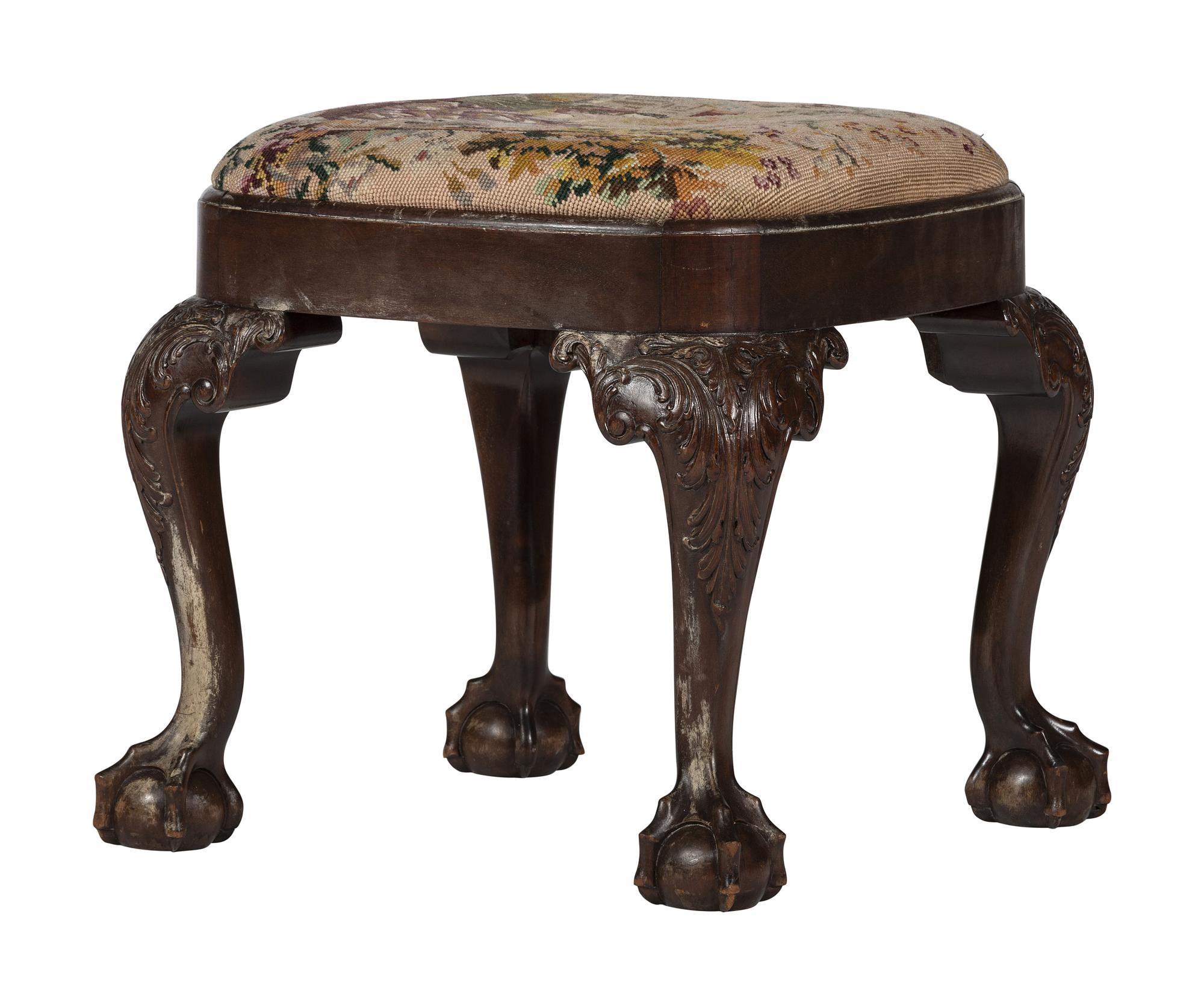 A George II Style Carved Mahogany Stool