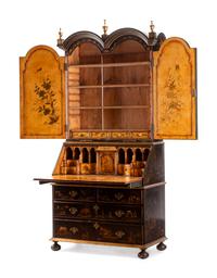 A George II Style Chinoiserie Lacquered Secretary Bookcase