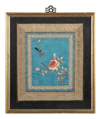 Three Chinese Embroidered Silk Panels
